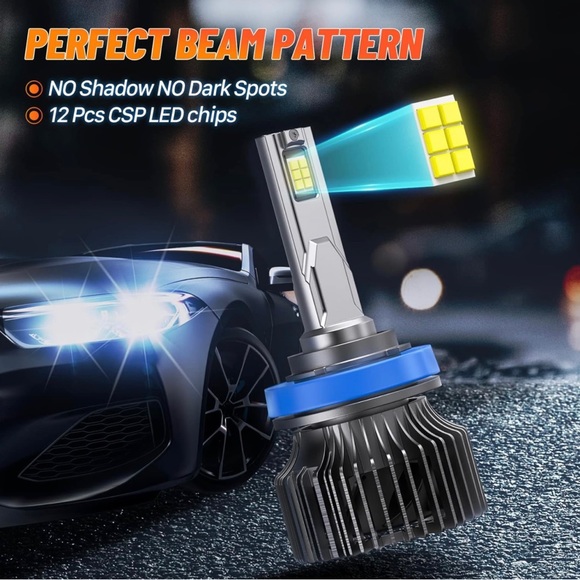 EVENTEK H11/H8/H9 LED Headlight Bulbs, 6000K Cool White 12000LM H11, IP67,2PCS - Picture 3 of 8